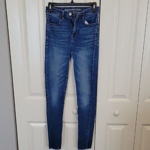 American Eagle Outfitters Super High Rise Jegging Crop Dark Blue Skinny Jeans